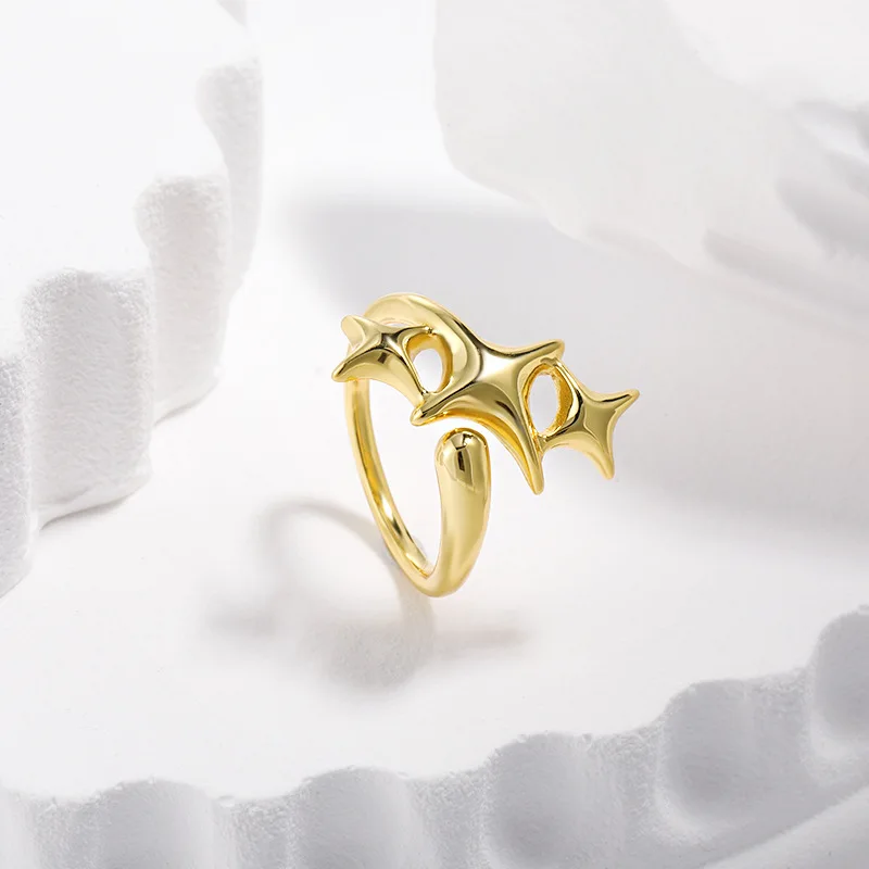 CHOZON S925 Solid Silver Star Ring Korean Minimalist Adjustable Wholesale Jewelry for Women - Image 2