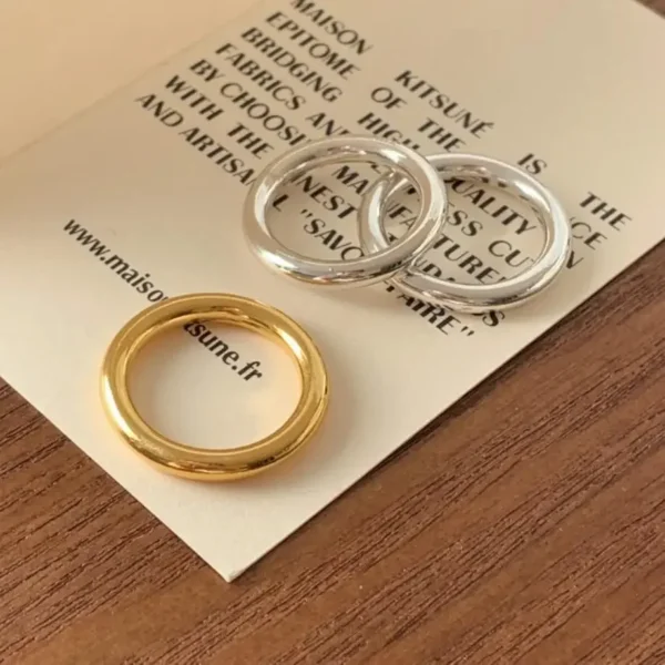 Real Retro TikTok Heavy Industry 2mm 3mm Line Ring Korea S925 Sterling Silver Simple Model Glossy Wholesale