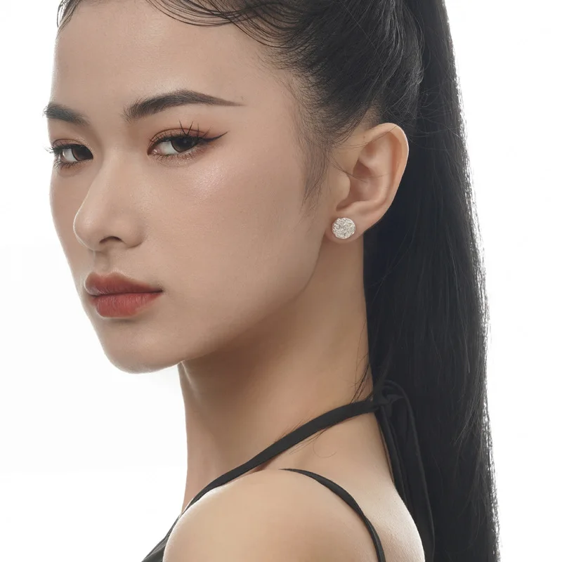 MLKENLY Simple fashionable versatile pattern earrings wholesale S925 sterling silver niche design Tang grass pattern earrings - Image 3