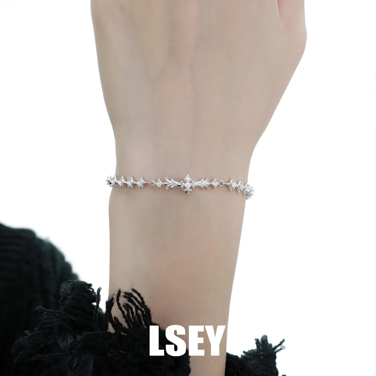 MLKENLY S925 sterling silver Cross Charm Bracelet For Wome Vintage Wedding Fine Jewelry Cool Punk - Image 2