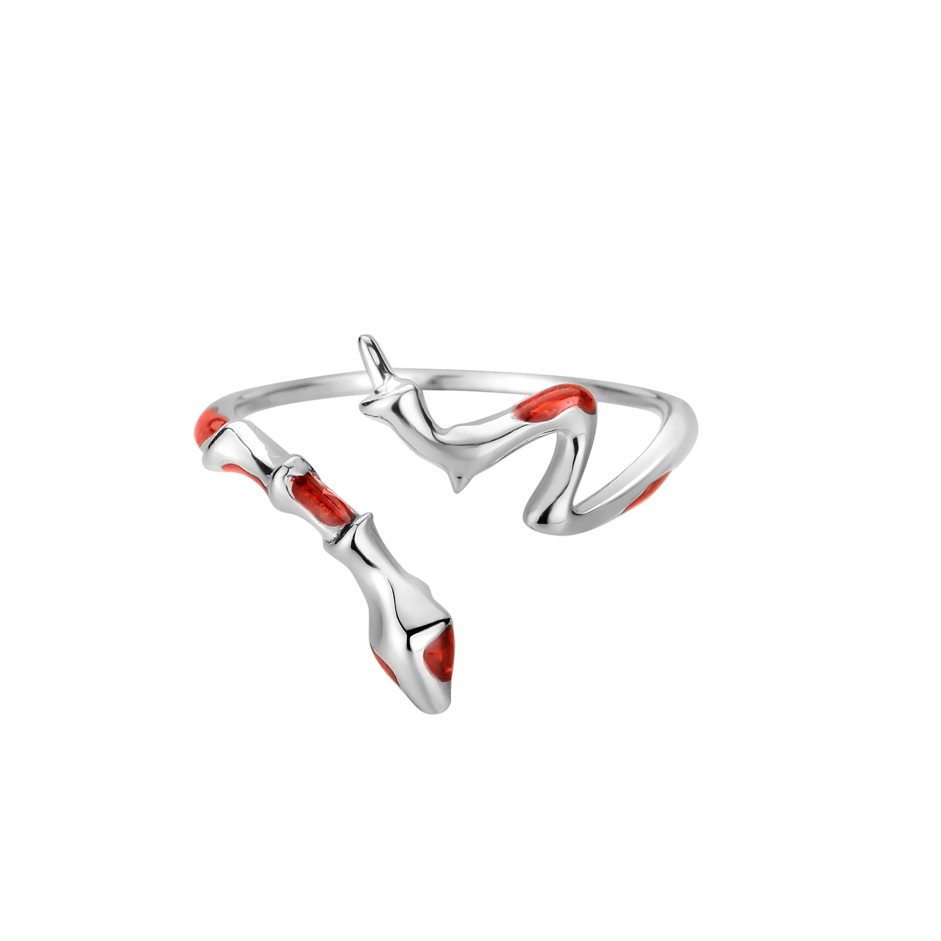 MLKENLY Small niche designer S925 sterling silver bamboo snake ring for women with sweet and cool style and colorful snake ring - Image 5