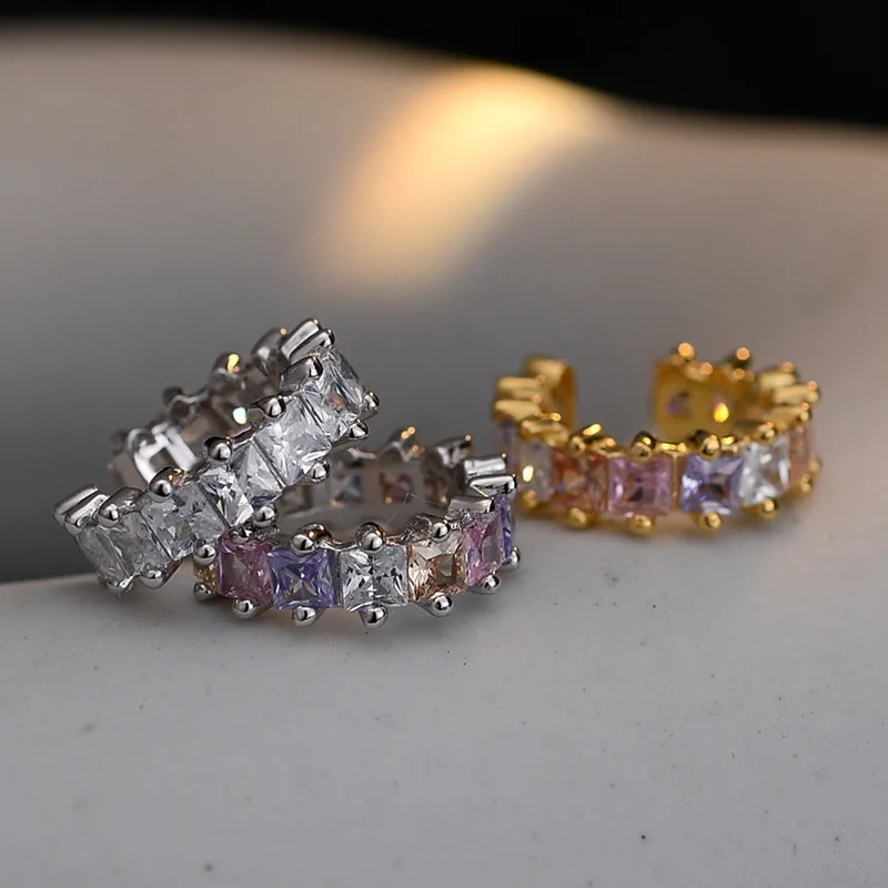 MLKENLY S925 sterling silver diamond ear clip for women's Instagram style without ear holes, mixed rehearsal diamond ear clip