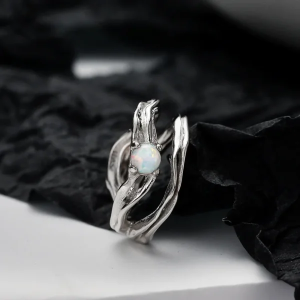 MLKENLY S925 sterling silver Opal stone ear bone clip without ear hole high-end wholesale women's style double-layer hollow