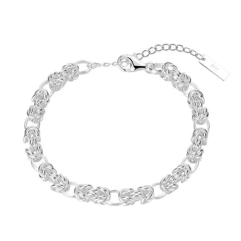 MLKENLY Heavy Industry S925 Pure Silver Knot Binding Bracelet Women's White Gold Handmade Stacked Bracelet - Image 6