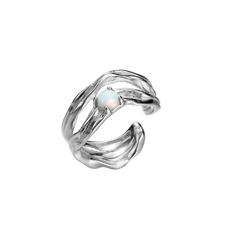 MLKENLY S925 sterling silver Opal stone ear bone clip without ear hole high-end wholesale women's style double-layer hollow - Image 6