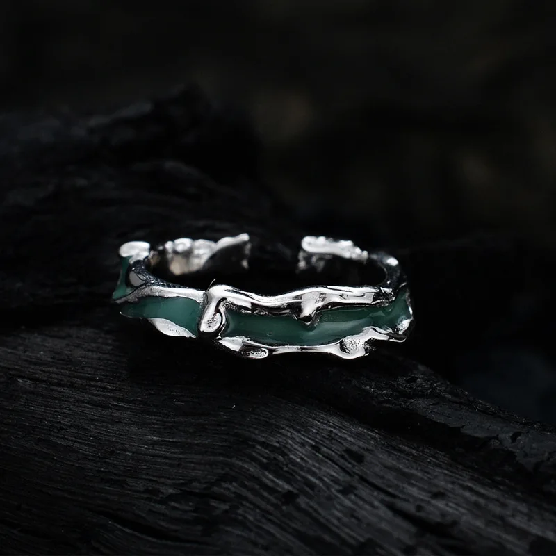 MLKENLY Enamel ring small design S925 sterling silver irregular drop glue index finger ring for women - Image 2