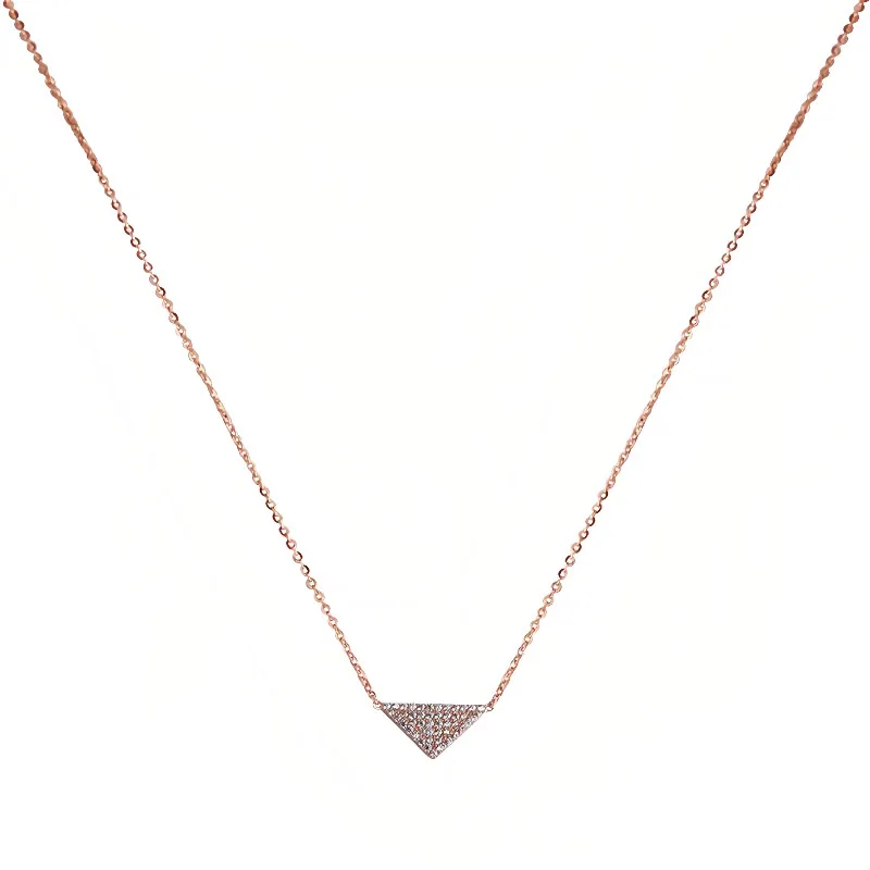 CHOZON S925 Silver Rose Gold Plated Triangle Pendant Necklace French Luxury Wholesale Dainty Jewelry for Women - Image 2