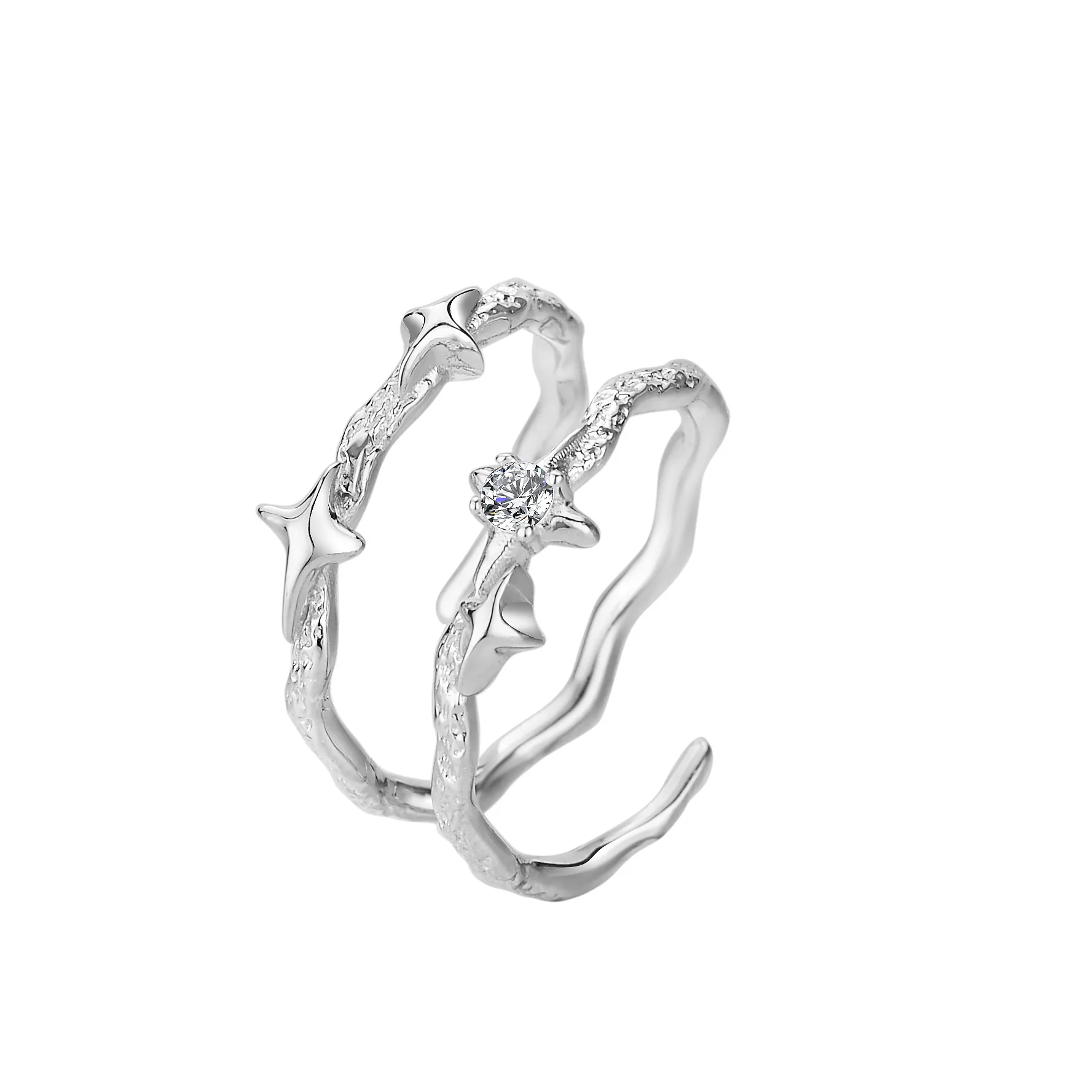 MLKENLY S925 sterling silver star ring for women, double layered simple, fashionable and personalized winding ring - Image 5