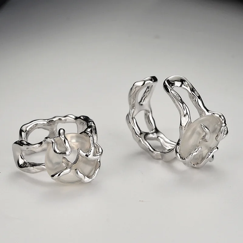 MLKENLY 925 Sterling Silver Safe buckle Opal Earrings Without Piercing Korean Temperament Mosquito Coil Ear Clips for Female