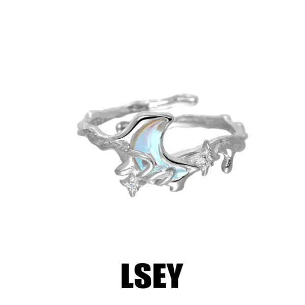 MLKENLY S925 sterling silver Liquid Moon Ring, Cold and High Quality Ring, Silver Jewelry Wholesale