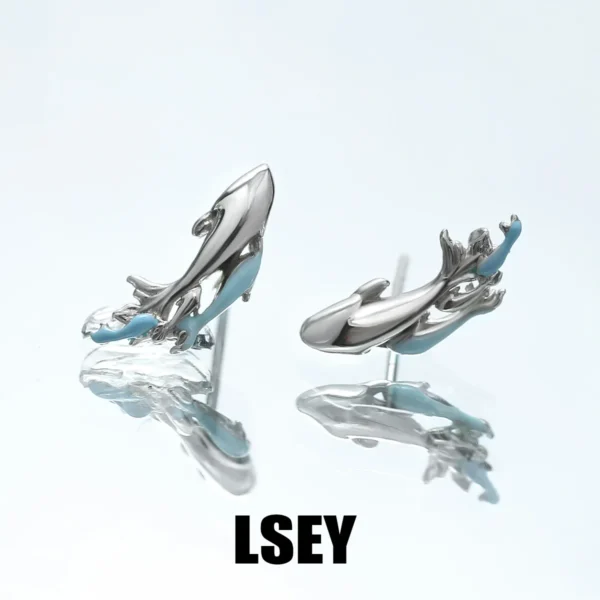 Minimalist S925 Sterling Silver Koi drip glue earrings with a cool and versatile style, high-end earrings, silver jewelry