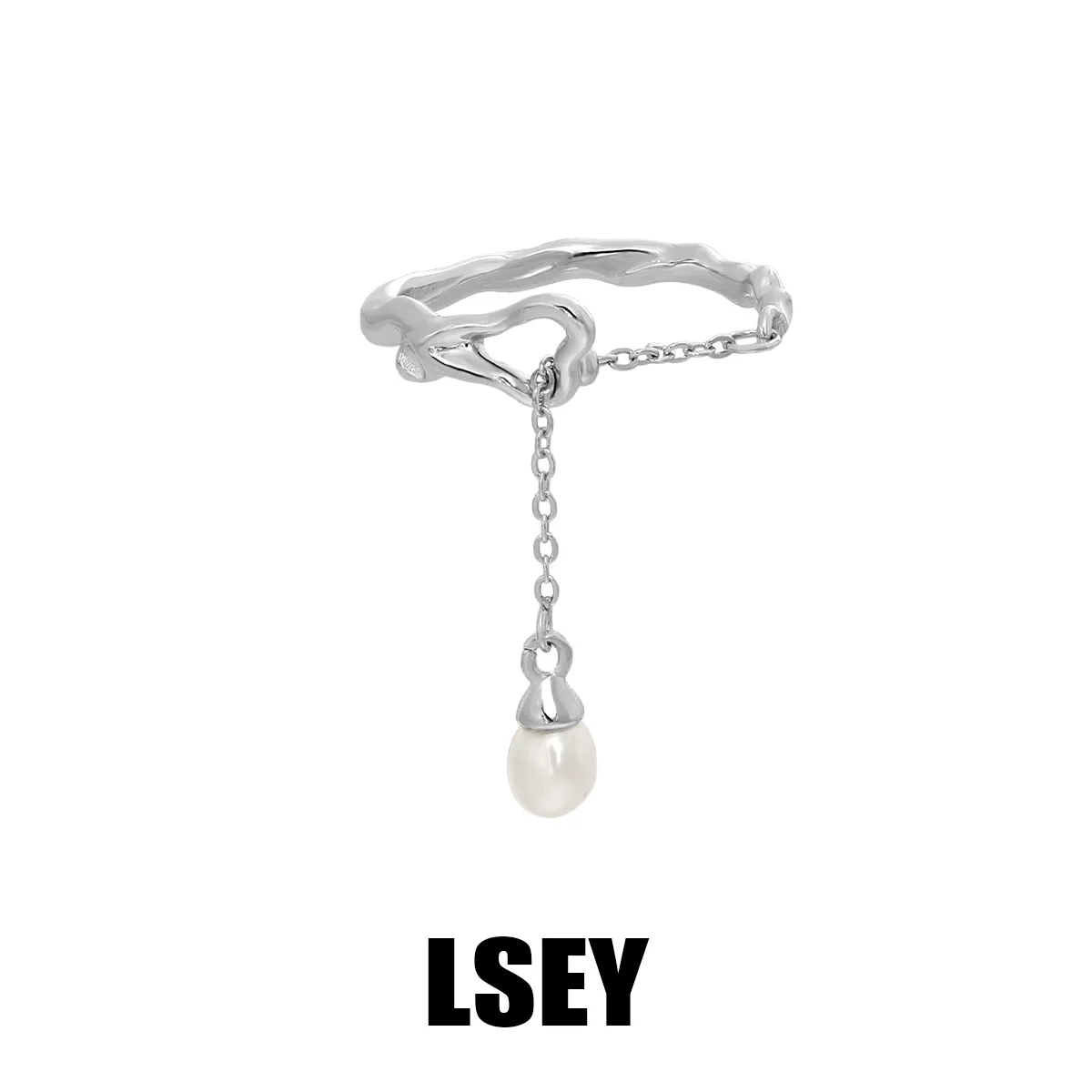 MLKENLY S925 sterling silver Liquid pearl chain ring For Women Gift Irregular Punk Adjustable Jewelry - Image 5
