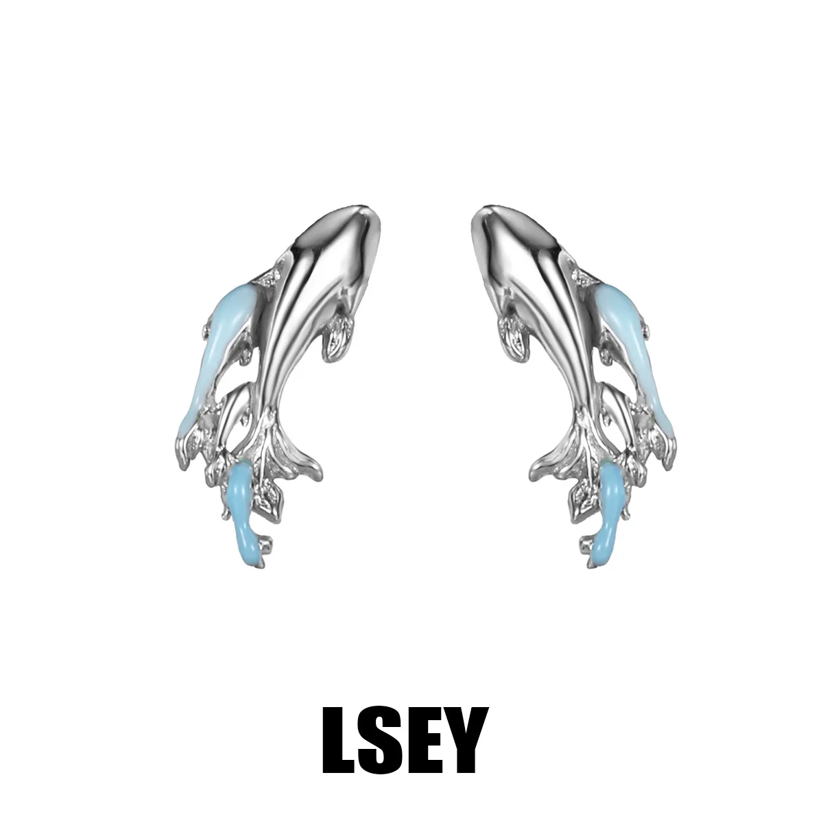 Minimalist S925 Sterling Silver Koi drip glue earrings with a cool and versatile style, high-end earrings, silver jewelry - Image 2