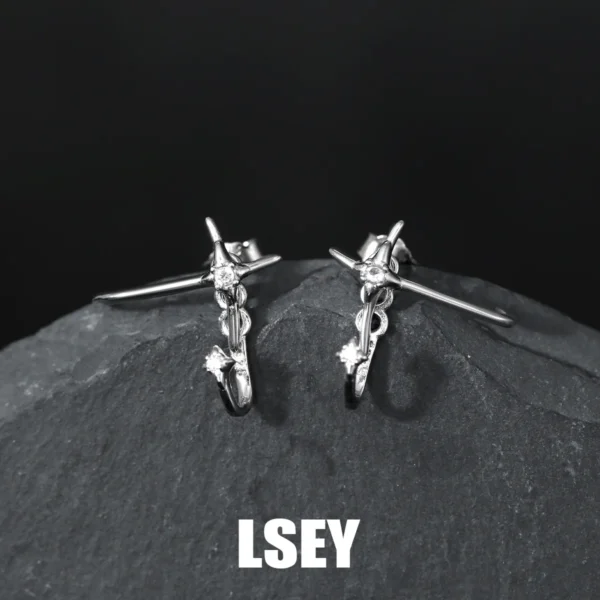 Minimalist S925 Sterling Silver  Starry CZ Stud Earrings For Women Engagement Daily Party Gift Fine Jewelry