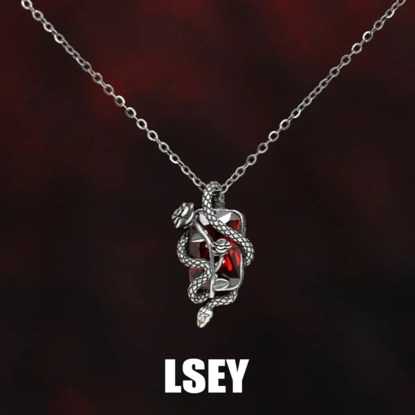 MLKENLY S925 Sterling Silver Vintage vintage sterling silver snake rose necklace Women Fashion Geek Party Jewelry Accessories Gi