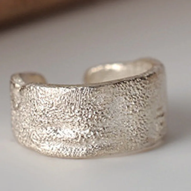 1PC Minimalist Uneven S925 Sterling Silver Ear Clip Texture INS Wide Ear Cuff No Pierced Silver 925 Ear Bone Jewelry Extra 1% O - Image 5