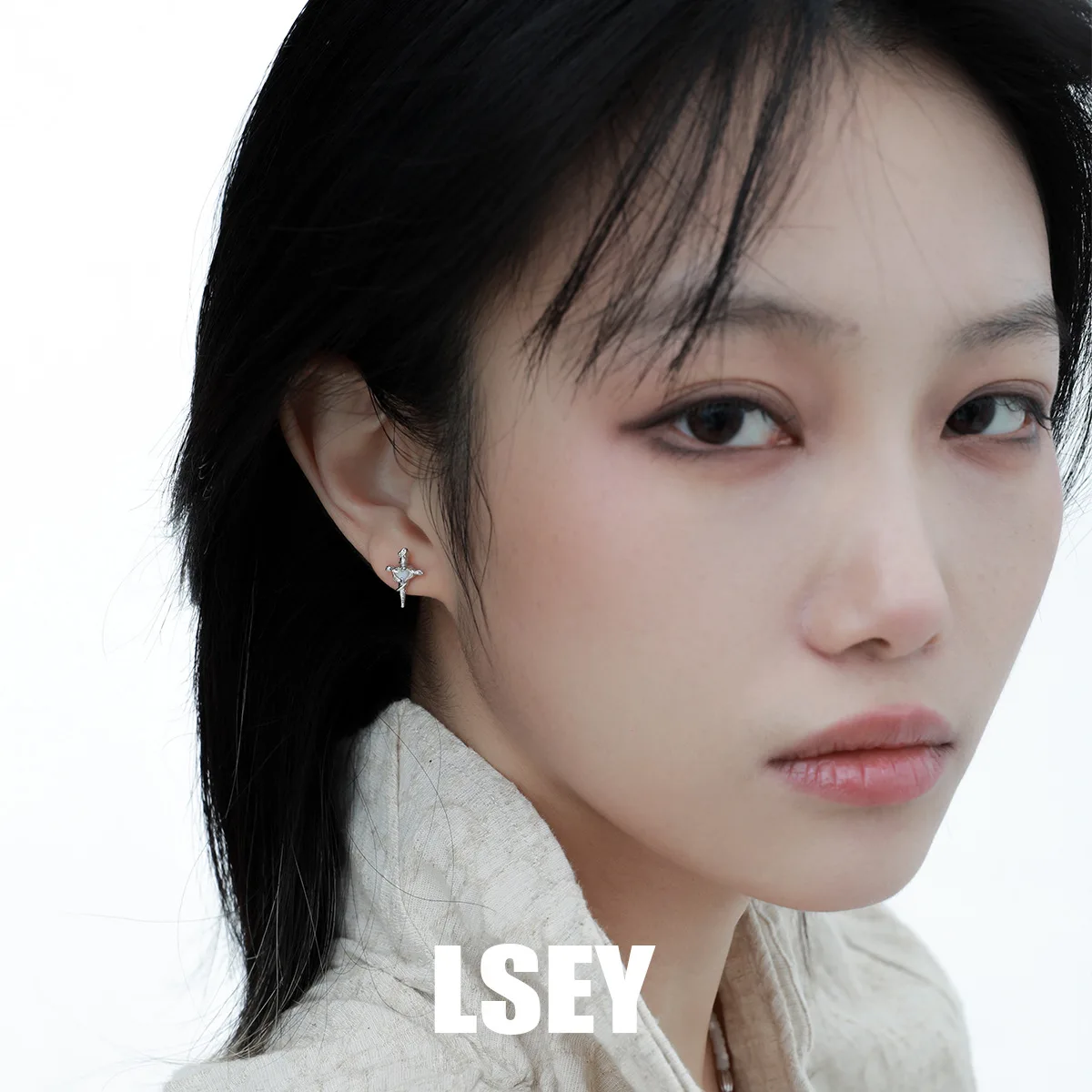 Minimalist S925 Sterling Silver Opal Cross Stud Earrings for Women 925 Sterling Silver Glossy Versatile Ear Accessories Delicate - Image 4