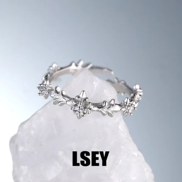 MLKENLY S925 sterling silver Inlaid Zircon Fine Cross Open Ring