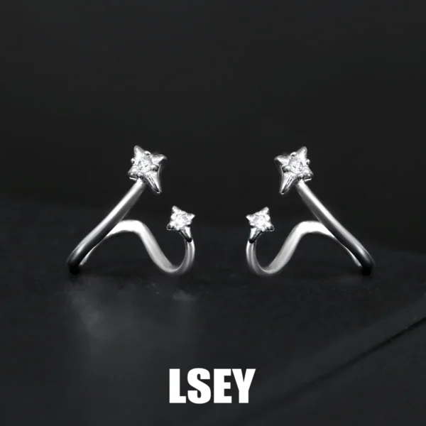 Minimalist S25 Sterling Silver Star Track Pure Silver Earnail Cold Wind Premium Earnail Women's Silver Jewelry Wholesale