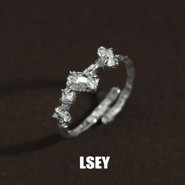 MLKENLY S925 sterling silver Fine Jewelry Sqaure Stone Cz Cocktail Opening Ring Sizable For Women Girl Gift