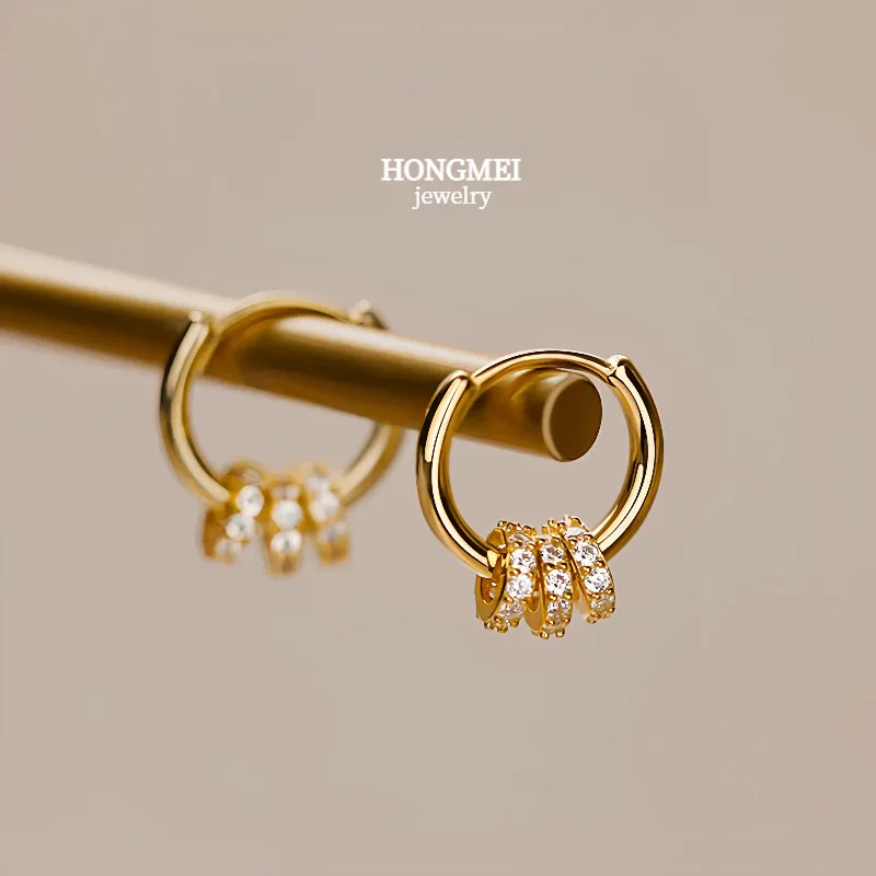 CHOZON S925 Silver 18K Gold Plated Triple Hoop Ear Cuff French Convertible Wholesale Dainty Jewelry for Women