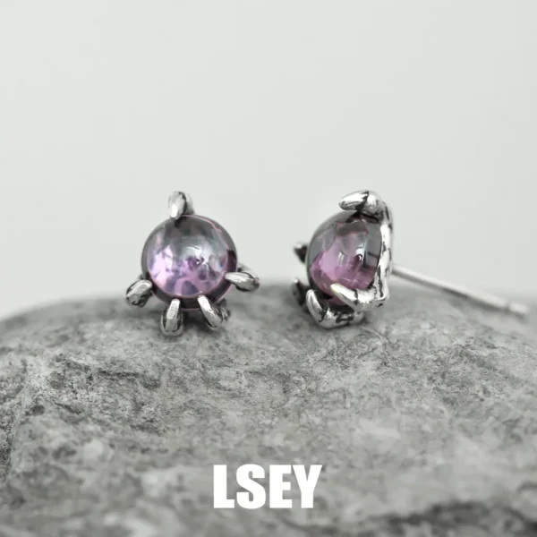 MLKENLY Red S925 sterling silver Men Women Vintage Dragon Claw Stud Earrings Personality Jewelry