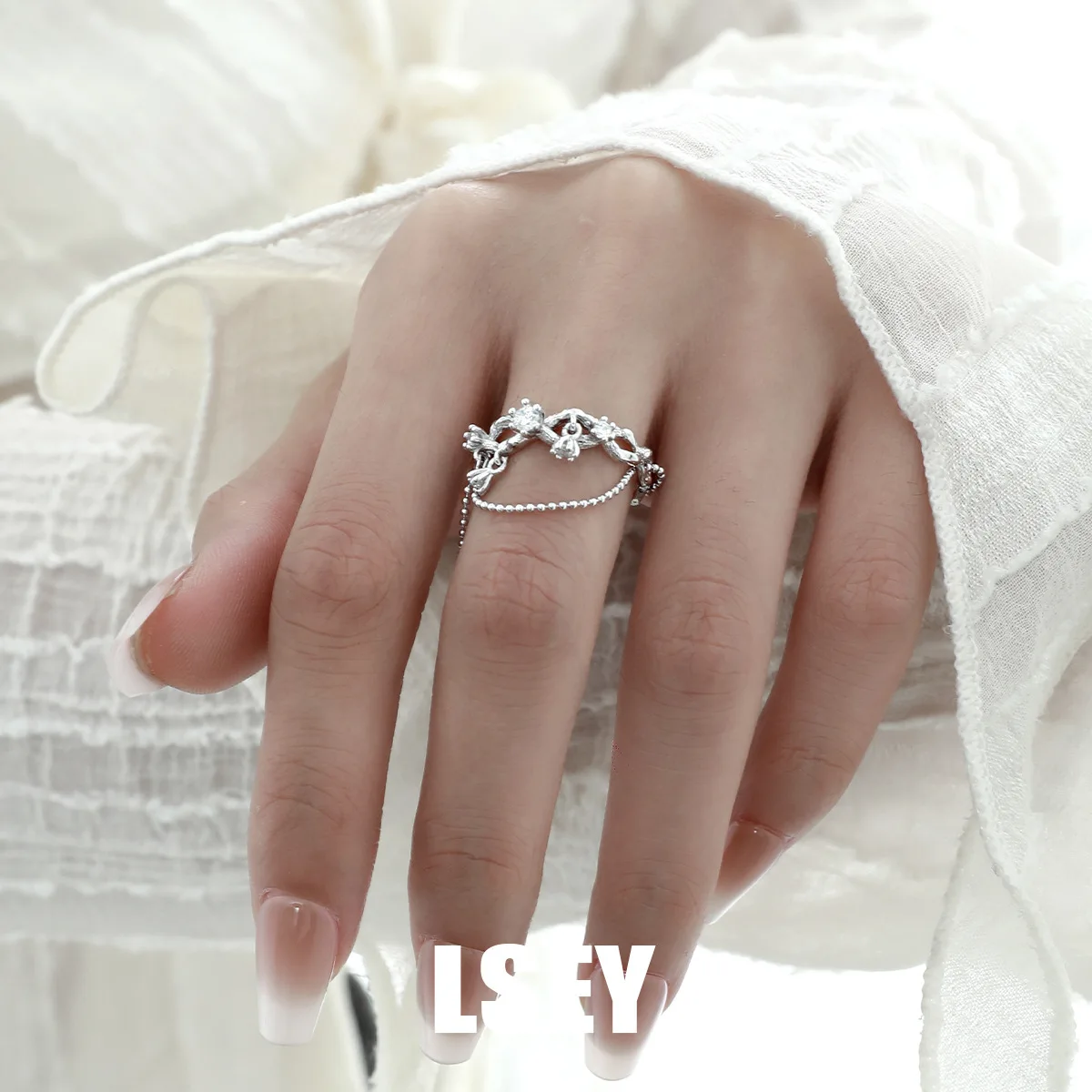 MLKENLY S925 sterling silver Zircon Vine Ring Original Design Personalized Branch Chain Open Ring Silver Jewelry Batch - Image 2