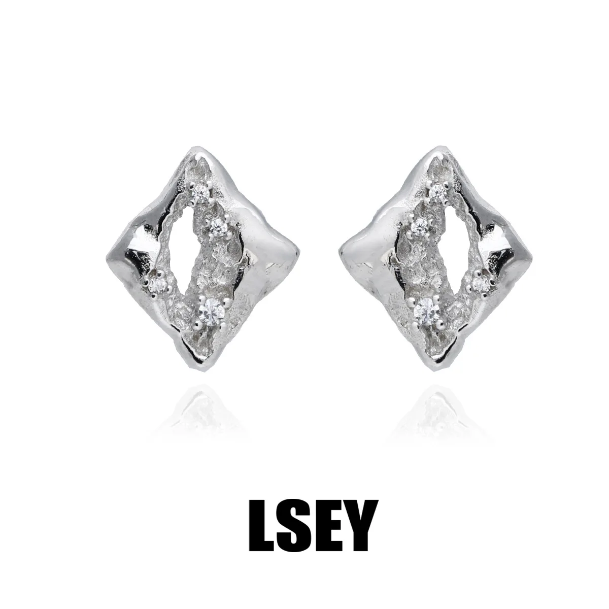 Minimalist S925 Sterling Silver Advanced temperament, geometric square shape fragmentation sense Stud Earrings for Women - Image 5