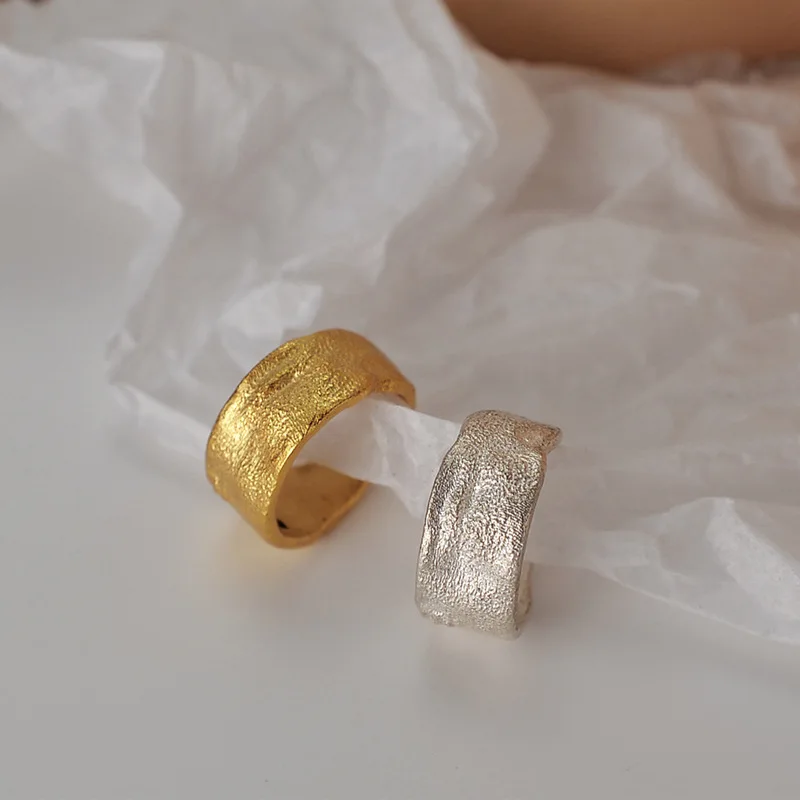 1PC Minimalist Uneven S925 Sterling Silver Ear Clip Texture INS Wide Ear Cuff No Pierced Silver 925 Ear Bone Jewelry Extra 1% O