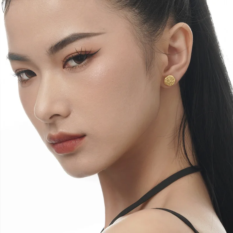 MLKENLY Simple fashionable versatile pattern earrings wholesale S925 sterling silver niche design Tang grass pattern earrings - Image 2