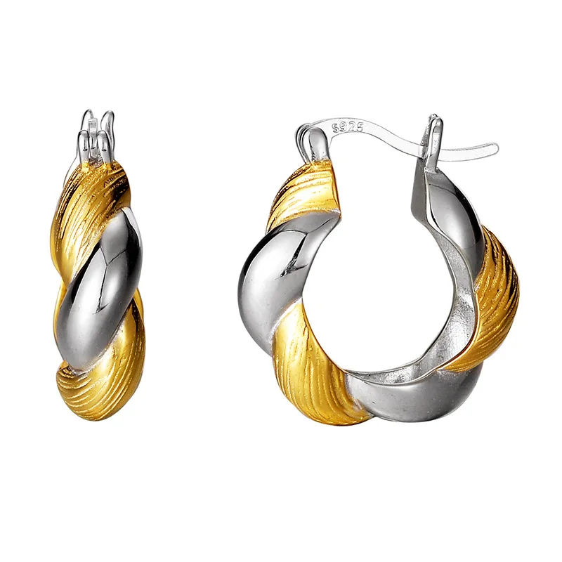 MLKENLY S925 Solid Silver Color blocked M ö bius Earrings with Earrings and Buckles for Women - Image 6