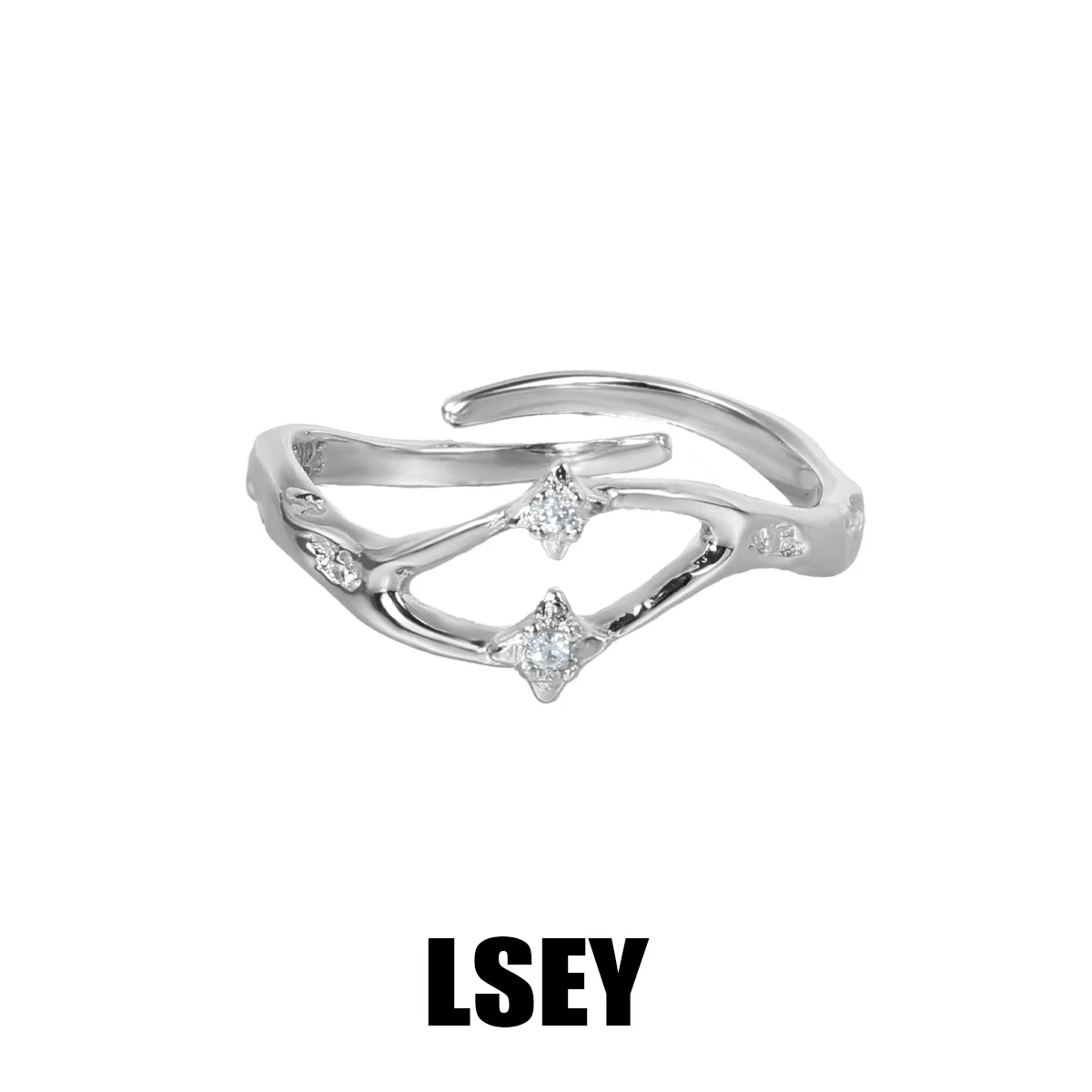 MLKENLY New S925 sterling silver Double star orbit zircon ring, cool breeze, versatile, high-end, silver jewelry wholesale - Image 5