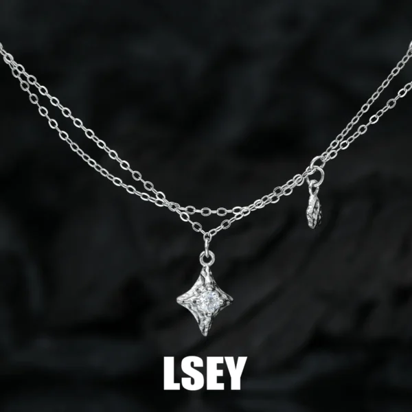 MLKENLY S925 Sterling Silver Star River Diamond Necklace Original Hip Hop Pendant Necklace Women's Holiday Gift Jewelry