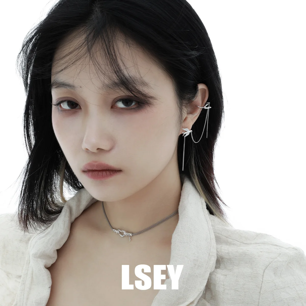 MLKENLY S925 sterling silver Stray Birds Ear Clip Asymmetric Circular Cartilage Women Fashion Jewelry Gift Ear Cuff Girl - Image 5