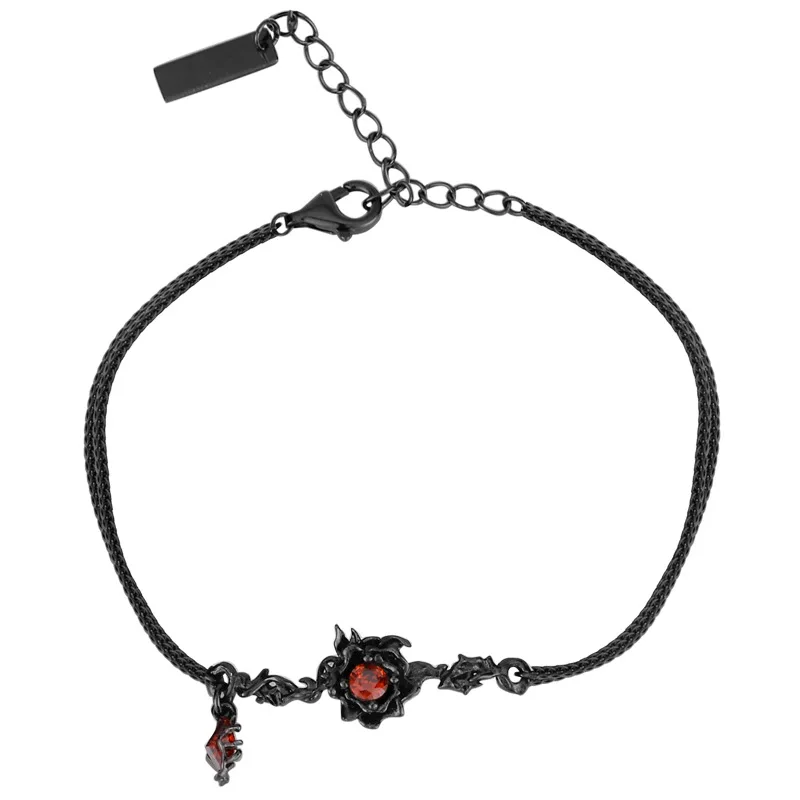MLKENLY Exclusive design S925 sterling silver black rose fashionable and versatile flower bracelet - Image 5