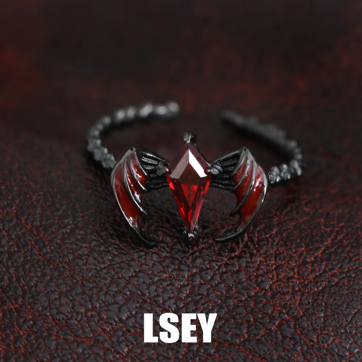 MLKENLY S925 sterling silver Dragon Wing Ring, pure silver original, dark and niche, red zircon opening ring - Image 4