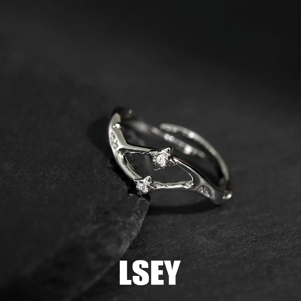 MLKENLY New S925 sterling silver Double star orbit zircon ring, cool breeze, versatile, high-end, silver jewelry wholesale - Image 4