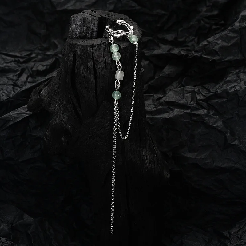 MLKENLY New Chinese style turquoise tassel ear clip for women S925 sterling silver Chinese style ear jewelry without ear holes - Image 6