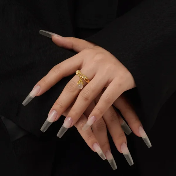 MLKENLY New S925 sterling silver Waterdrop agate ring for women lively fashionable opening, index finger ring Punk jewelry