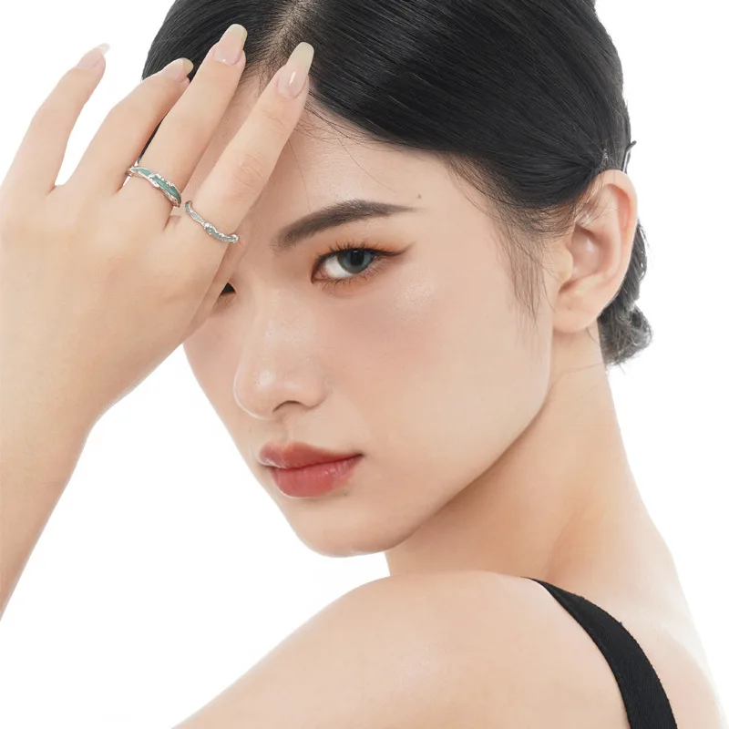 MLKENLY Enamel ring small design S925 sterling silver irregular drop glue index finger ring for women - Image 3