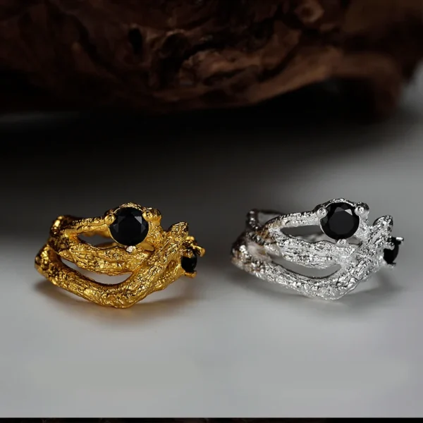 MLKENLY Unique design S925 sterling silver hollow branch winding texture ring female ins inlaid zircon index finger rings