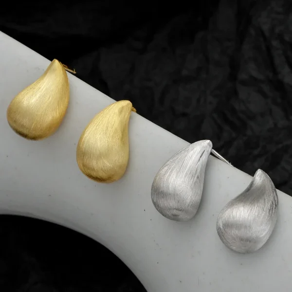 MLKENLY S925 Sterling Stud earrings Brushed texture water droplet earrings for female ins, cool style geometric earrings