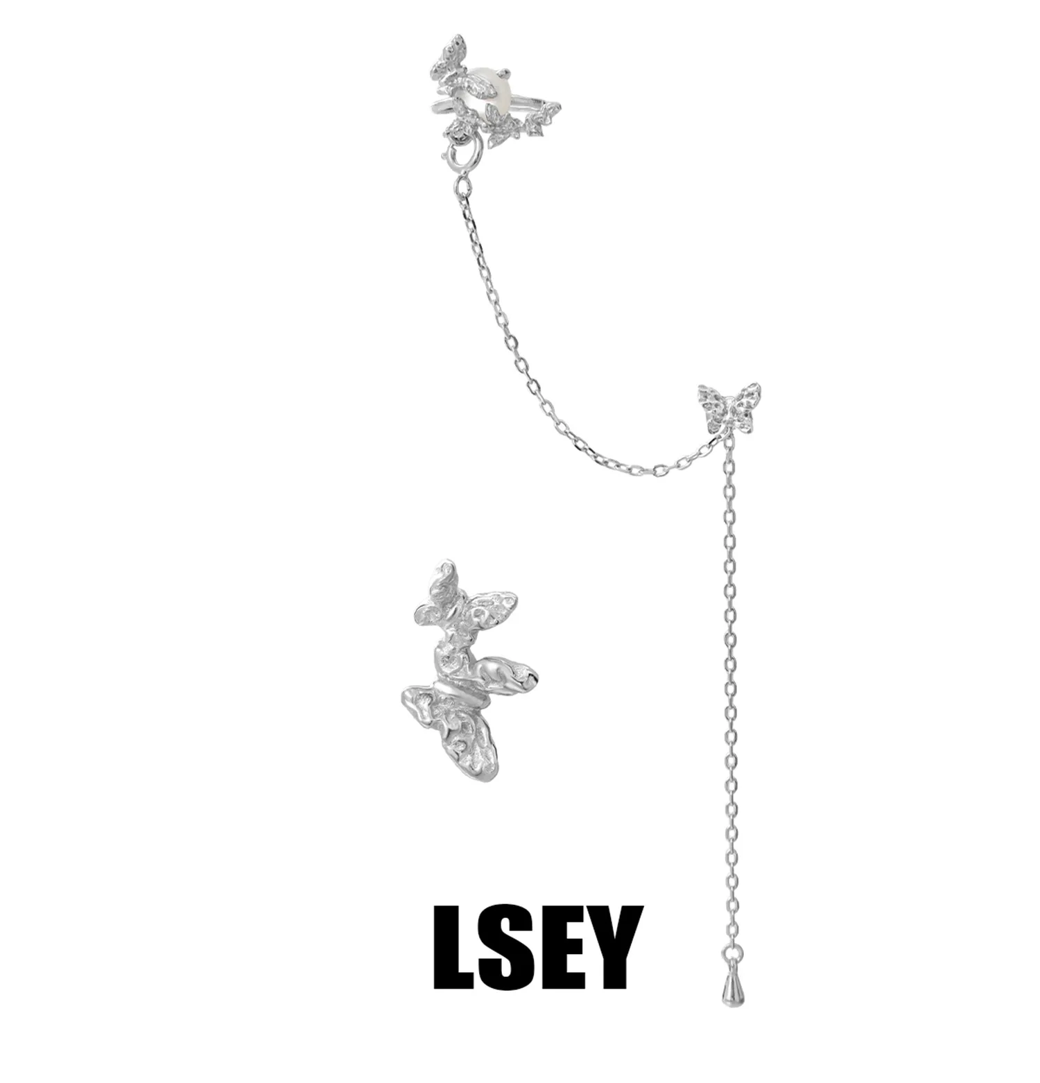 MLKENLY S925 sterling silver White Butterfly Shell Ear Cuff Bone Clip Earnail Cold Wind Earnail Silver Jewelry Wholesale - Image 6