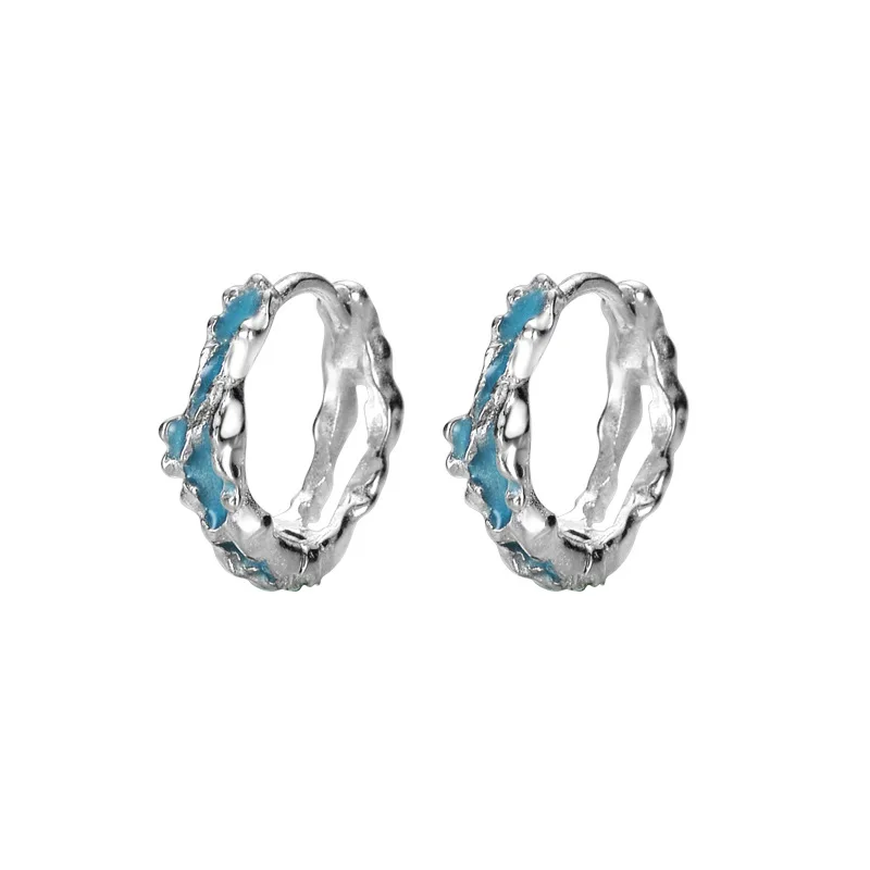 MLKENLY 1 PCS Coral Blue Shaped Ear Buckle Women's Premium S925 Sterling Silver Deep Sea Series Drip Gel Earrings Small - Image 3