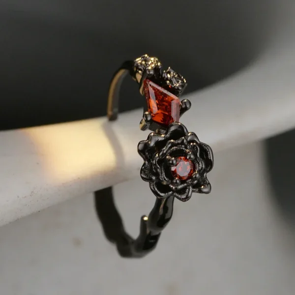 1 PCS 100% 925 Sterling Silver Black Rose Earrings for Women Small all-matched Fashionable CZ crystal stud Earrings ear cuff