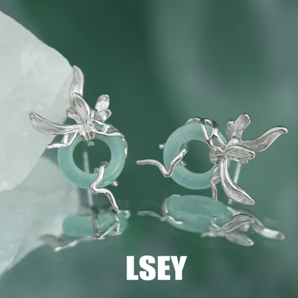 MLKENLY S925 sterling silver Orchid earrings high-end feeling earrings wholesale for women's silver jewelry