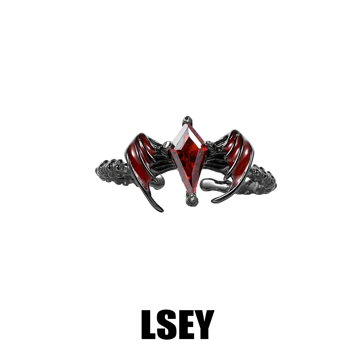 MLKENLY S925 sterling silver Dragon Wing Ring, pure silver original, dark and niche, red zircon opening ring - Image 5