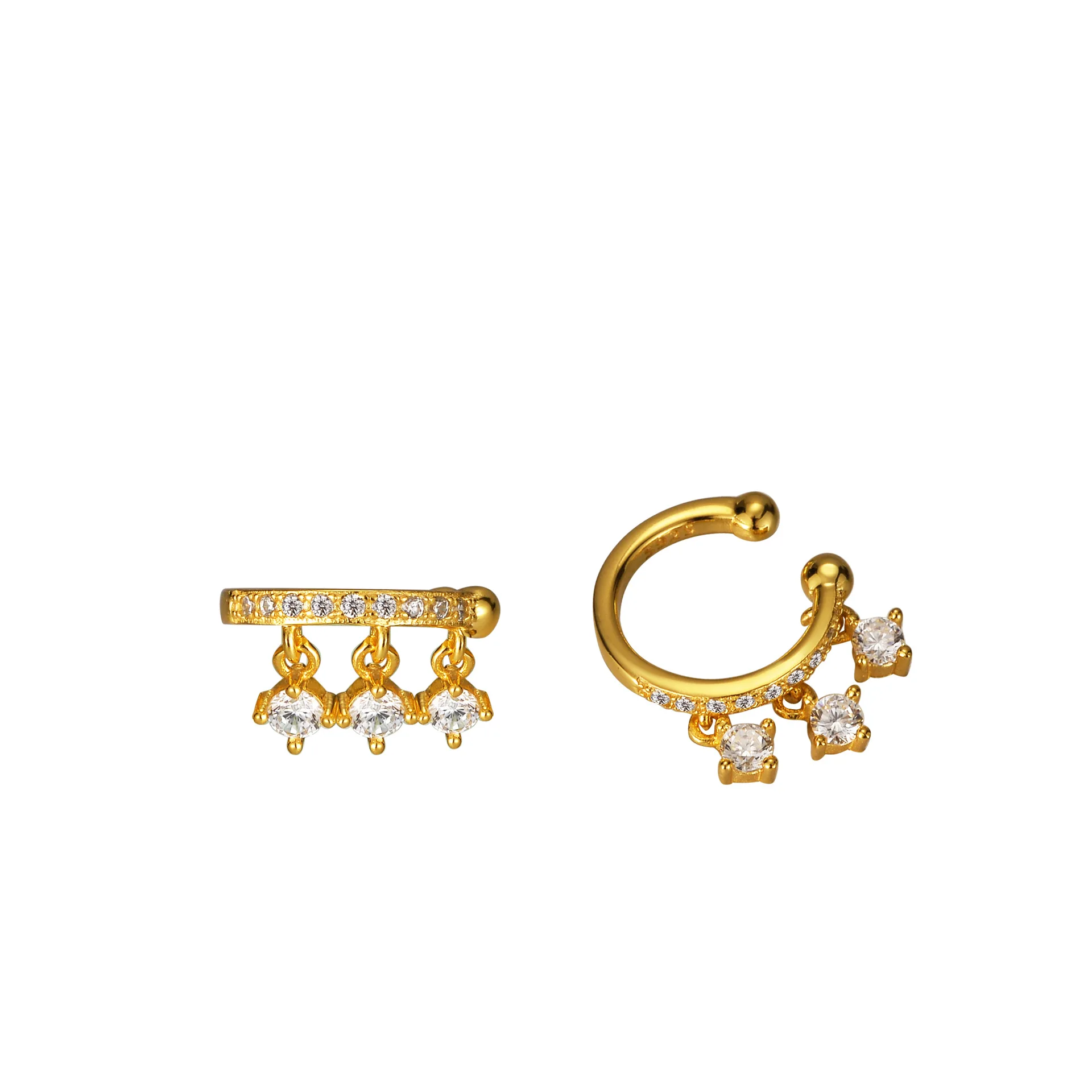 MLKENLY 925 Sterling Silver Sparkling White CZ Zircon Pave Chain Tassel Ear Cuffs For Women No Piercing Simple Clip Earrings Gif - Image 5