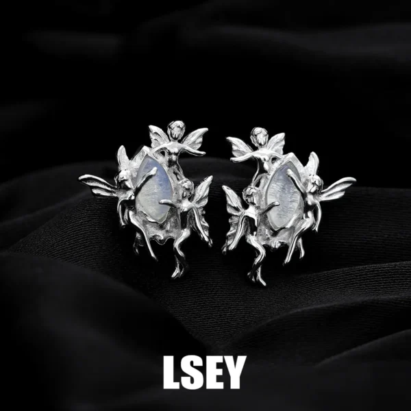 Minimalist S925 Sterling Silver Elf Protein Stone Ear Nails Cold Wind Ear Nails Women's Silver Jewelry Wholesale