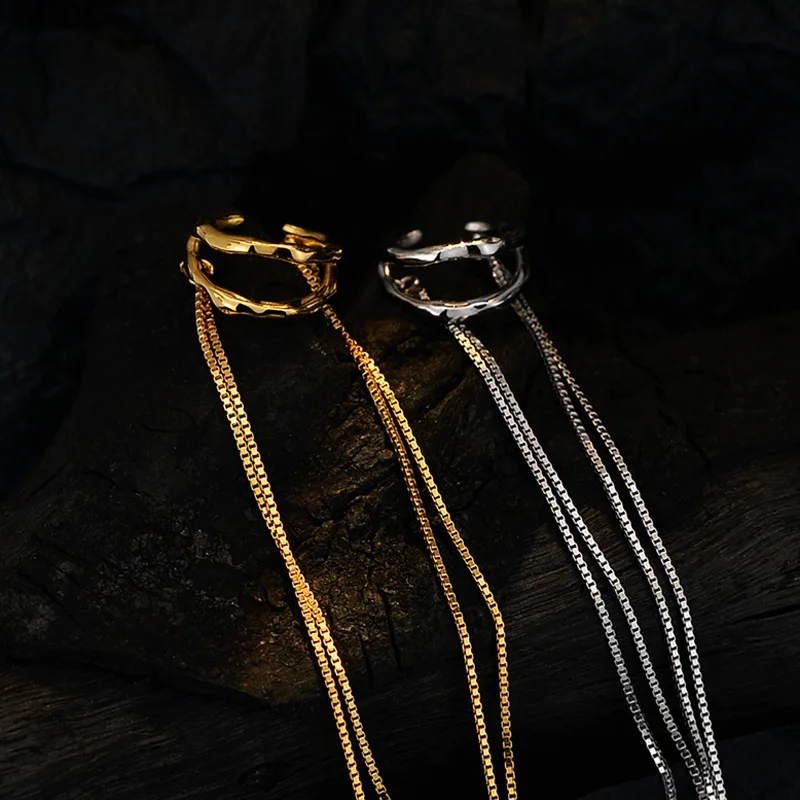 MLKENLY Fashionable temperament tassel ear clip wholesale S92 sterling silver niche chain ear bone clip women's high-end sense - Image 4